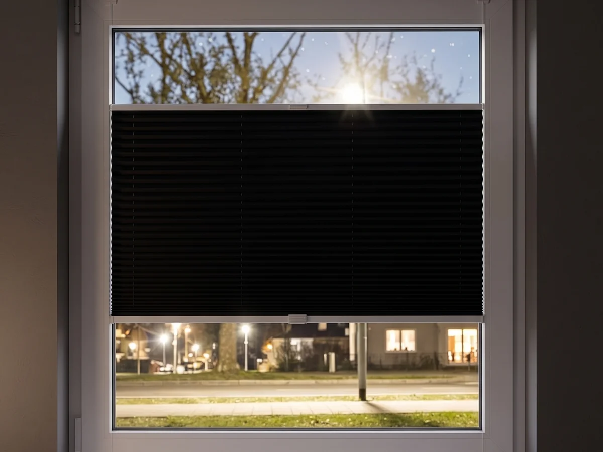 Duo plissé gordijn in een slaapkamer